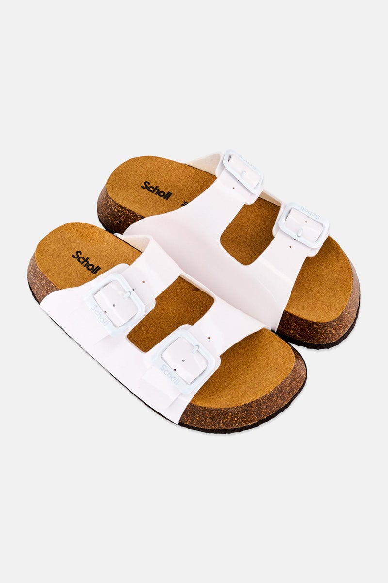 Scholl صندل نسائي نويل قابل للتعديل بإغلاق بكلة، أبيض - Image 2