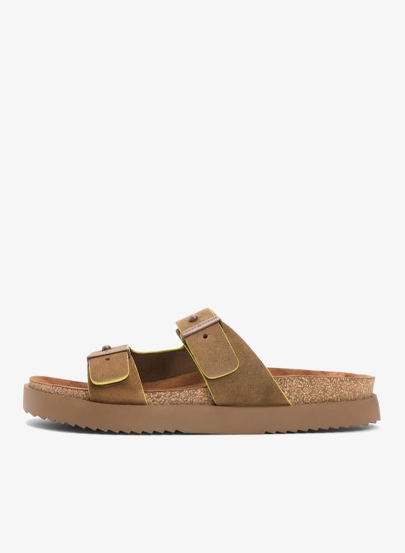 TOMMY HILFIGER Suede Buckle Cork Footbed Serrated Sandals - Image 2