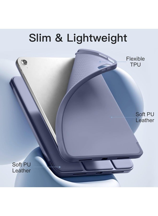 MUNTAQI "Blue Gray Trifold iPad Case with Pencil Holder – Compatible with iPad Air 13” M2 (2024) & iPad Pro 12.9” (6th/5th/4th Gen, 2022/2021/2020) – Slim Protective Cover with Soft TPU Back" - Image 4