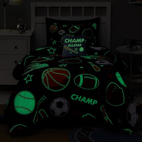 Kaleido Space Kids Comforter Set Twin Size for Boys, Glow in The Dark Ball Games Bedding Set 1 Comforter, 1 Decor Pillow, 1 Pillow Shams - Image 2