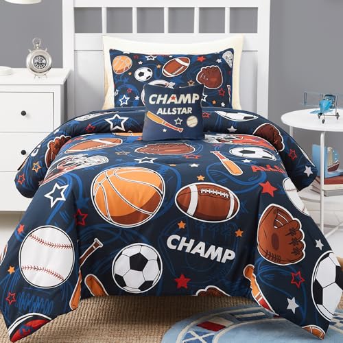 Kaleido Space Kids Comforter Set Twin Size for Boys, Glow in The Dark Ball Games Bedding Set 1 Comforter, 1 Decor Pillow, 1 Pillow Shams - Image 1