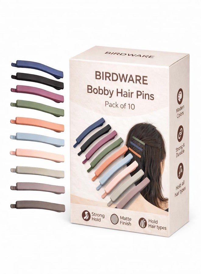BIRDWARE matte Hair Pin, Acrylic Hair Barrette, Thin Bobby Pin, Korean Hair Accessories Tictac Hair claw Clips Stylish hair Clip For Girls Women (Multicolor, Pack of 10 (Flate pin) (MultiColor) - Image 1