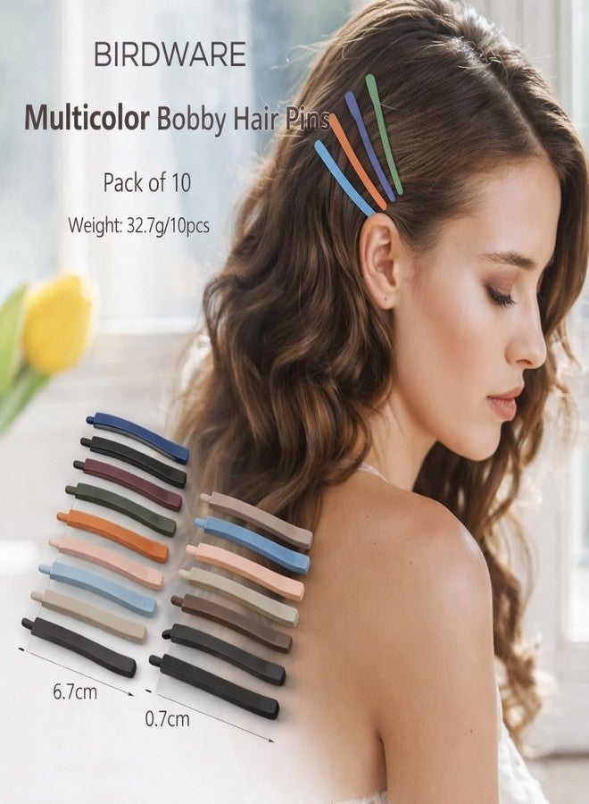 BIRDWARE matte Hair Pin, Acrylic Hair Barrette, Thin Bobby Pin, Korean Hair Accessories Tictac Hair claw Clips Stylish hair Clip For Girls Women (Multicolor, Pack of 10 (Flate pin) (MultiColor) - Image 3
