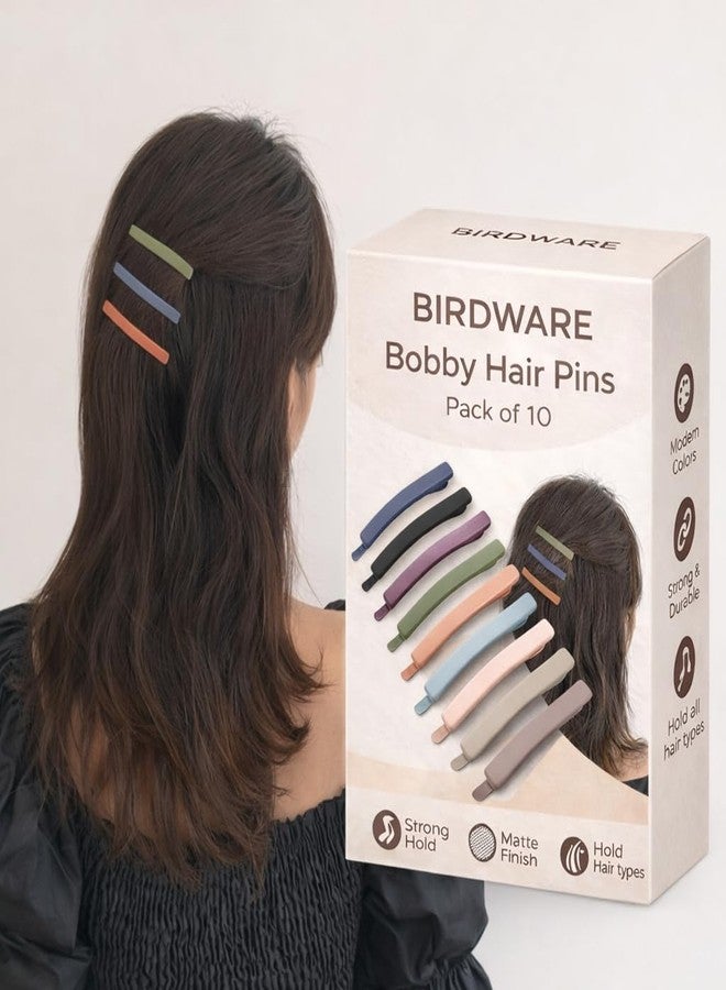 BIRDWARE matte Hair Pin, Acrylic Hair Barrette, Thin Bobby Pin, Korean Hair Accessories Tictac Hair claw Clips Stylish hair Clip For Girls Women (Multicolor, Pack of 10 (Flate pin) (MultiColor) - Image 2