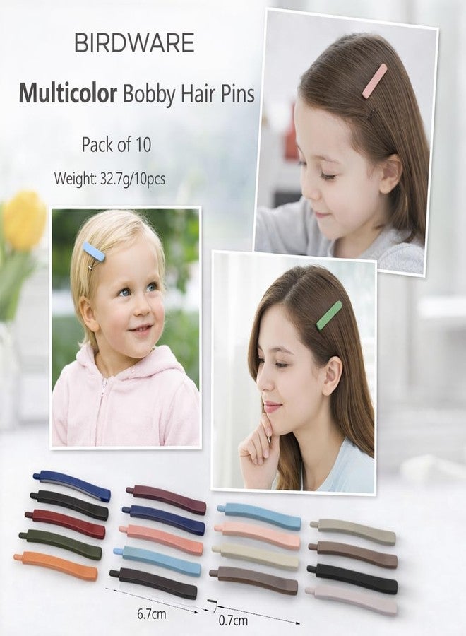 BIRDWARE matte Hair Pin, Acrylic Hair Barrette, Thin Bobby Pin, Korean Hair Accessories Tictac Hair claw Clips Stylish hair Clip For Girls Women (Multicolor, Pack of 10 (Flate pin) (MultiColor) - Image 4