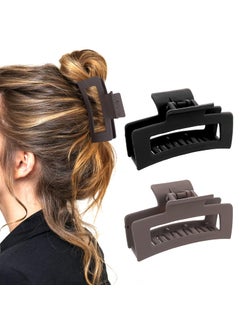 WLLHYF 2 Pieces Square Claw Clips 35 Inch Matte Nonslip Hair Clamps Medium Hair Claw Clips Fashion Strong Hold Banana Clips Thick Thin Hair Styling Accessories for Women Girls