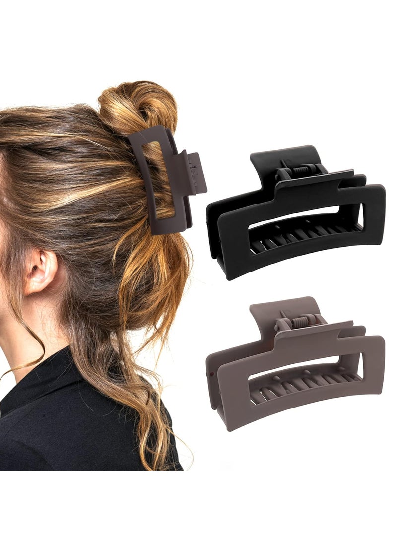 WLLHYF - WLLHYF 2 Pieces Square Claw Clips 35 Inch Matte Nonslip Hair Clamps Medium Hair Claw Clips Fashion Strong Hold Banana Clips Thick Thin Hair Styling Accessories for Women Girls - Image 1