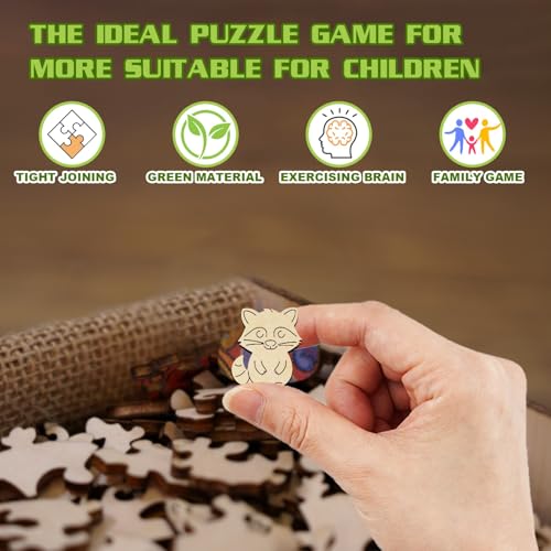 Aeekdook Wooden Puzzles for Kids Ages 48 Cute Raccoon Puzzle Unique Animal Shaped Wooden Jigsaw Puzzles for Kid 50 Pieces Puzzles for Kids50pcs114 114in - Image 5