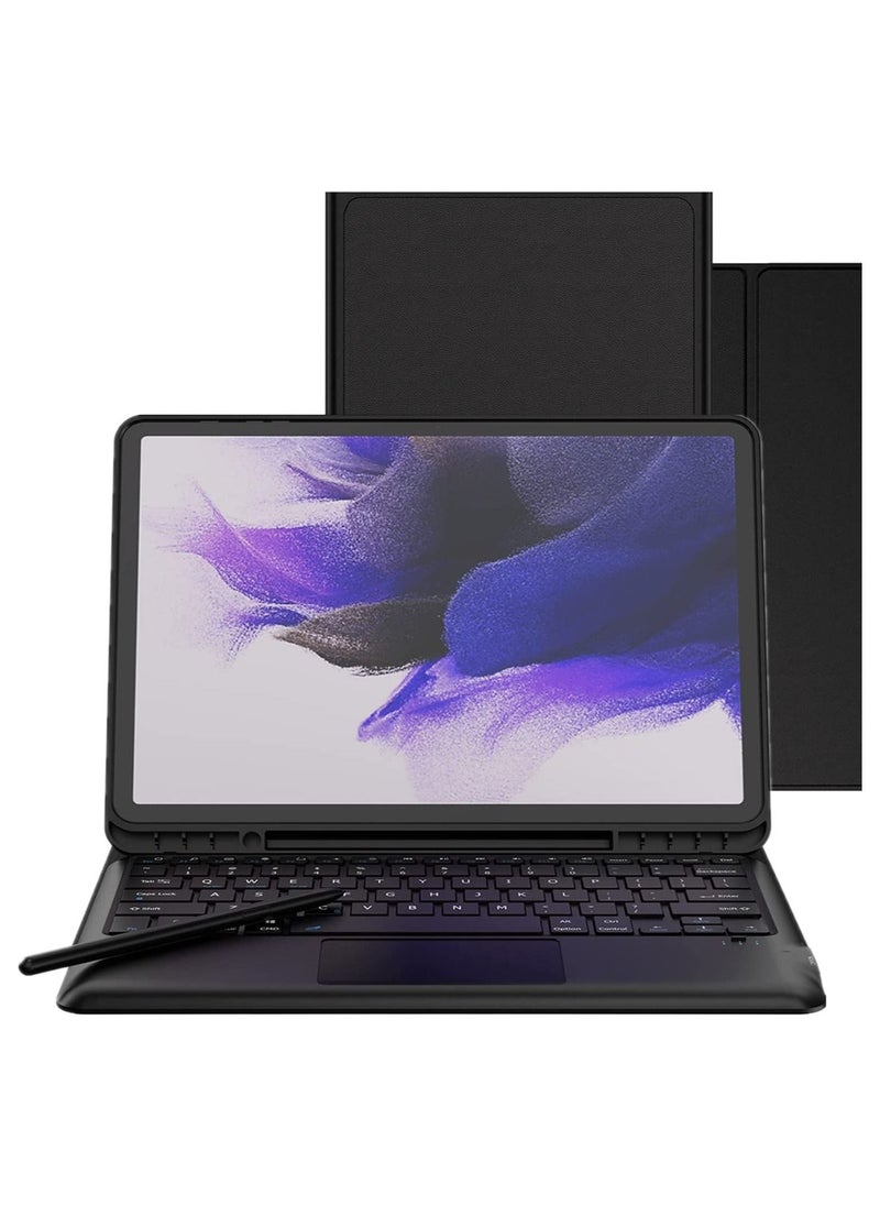 Keyboard Case for Samsung Galaxy Tab S7 FE 12.4" 2021 - Smart Wireless Waterproof Detachable Magnetic Tablet Trackpad Keyboard Cover for S7 FE SM-T730/T736 with S Pen Holder - Image 1