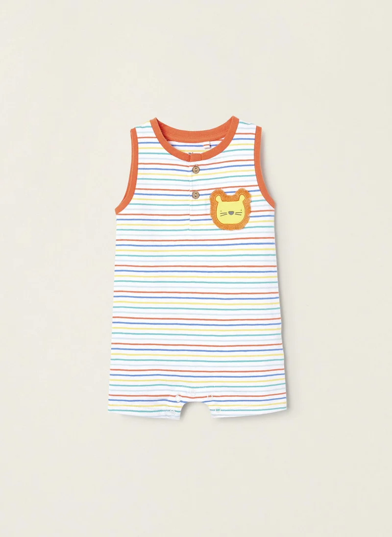 زيبي Striped Jumpsuit for Newborns 'Lion'