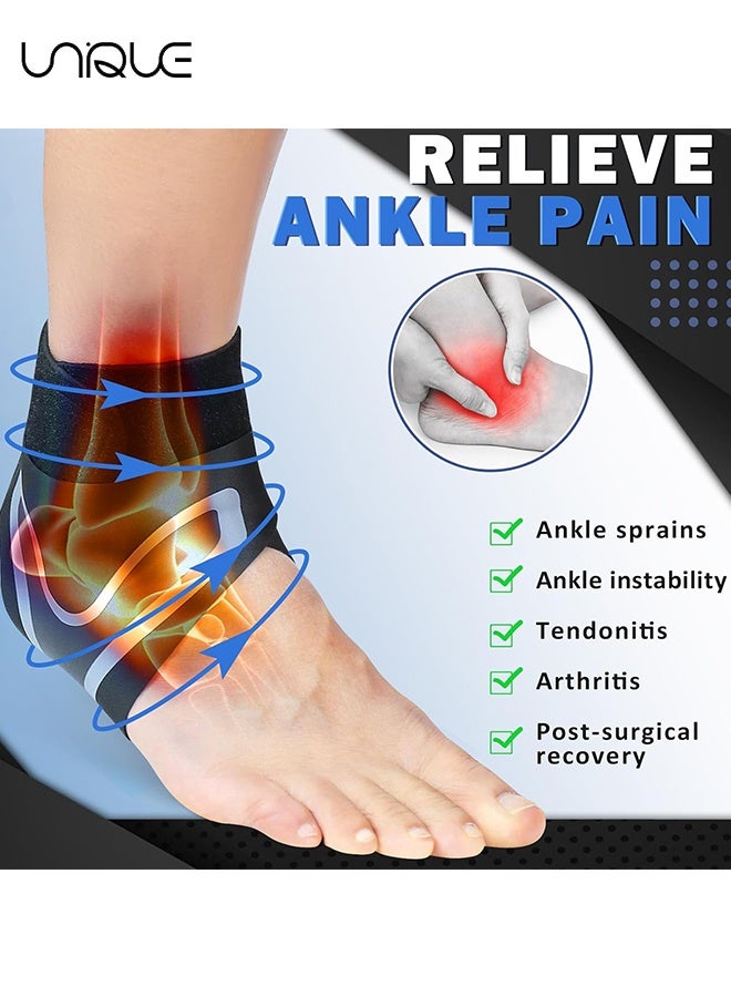 يونيك أكمام دعم دعامة الكاحل - 1 زوج أكمام دعامة الكاحل الرياضية المرنة القابلة للتعديل - دعامة الكاحل للنساء والرجال - ضمادة تثبيت الكاحل - التواء مرن كم القدم لتخفيف الألم ممارسة التهاب المفاصل التهاب اللفافة مشط القدم دعم قوس كرة السلة (أسود ، L) - Image 3