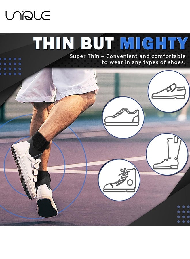 يونيك أكمام دعم دعامة الكاحل - 1 زوج أكمام دعامة الكاحل الرياضية المرنة القابلة للتعديل - دعامة الكاحل للنساء والرجال - ضمادة تثبيت الكاحل - التواء مرن كم القدم لتخفيف الألم ممارسة التهاب المفاصل التهاب اللفافة مشط القدم دعم قوس كرة السلة (أسود ، L) - Image 5