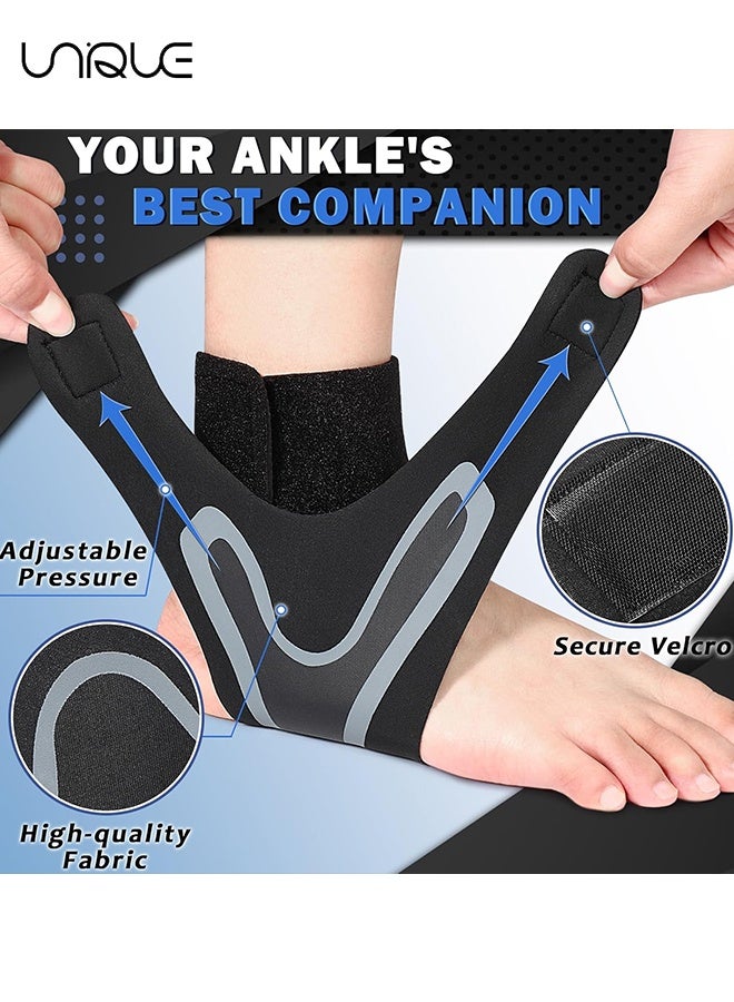 يونيك أكمام دعم دعامة الكاحل - 1 زوج أكمام دعامة الكاحل الرياضية المرنة القابلة للتعديل - دعامة الكاحل للنساء والرجال - ضمادة تثبيت الكاحل - التواء مرن كم القدم لتخفيف الألم ممارسة التهاب المفاصل التهاب اللفافة مشط القدم دعم قوس كرة السلة (أسود ، L) - Image 4