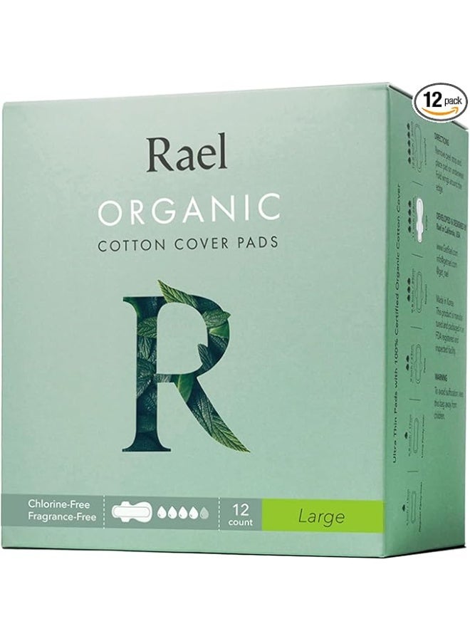 Rael Organic Cotton Sanitary Pads Large 12 Pads Gentle on Mature Skin With Strong Leak Lock for Daily Comfort and Reliable Period Coverage - Image 1