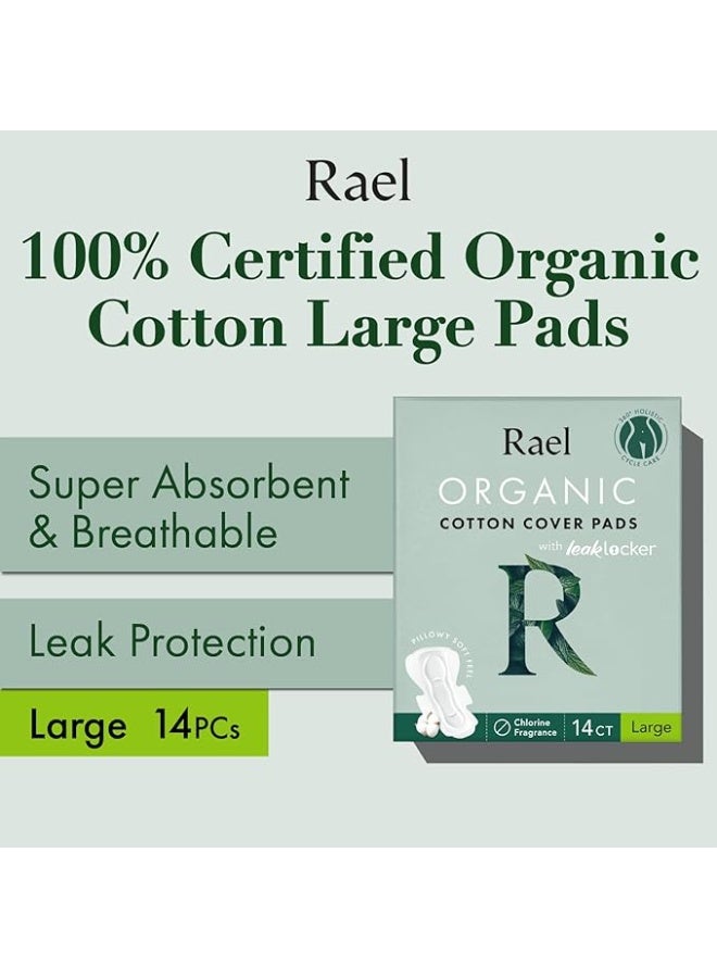 Rael Organic Cotton Sanitary Pads Large 12 Pads Gentle on Mature Skin With Strong Leak Lock for Daily Comfort and Reliable Period Coverage - Image 2