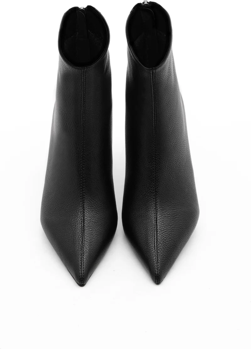 MARJIN Women's High Heel Boots & Bootie Pointed Toe Glass Heel Back Zipper Tisa