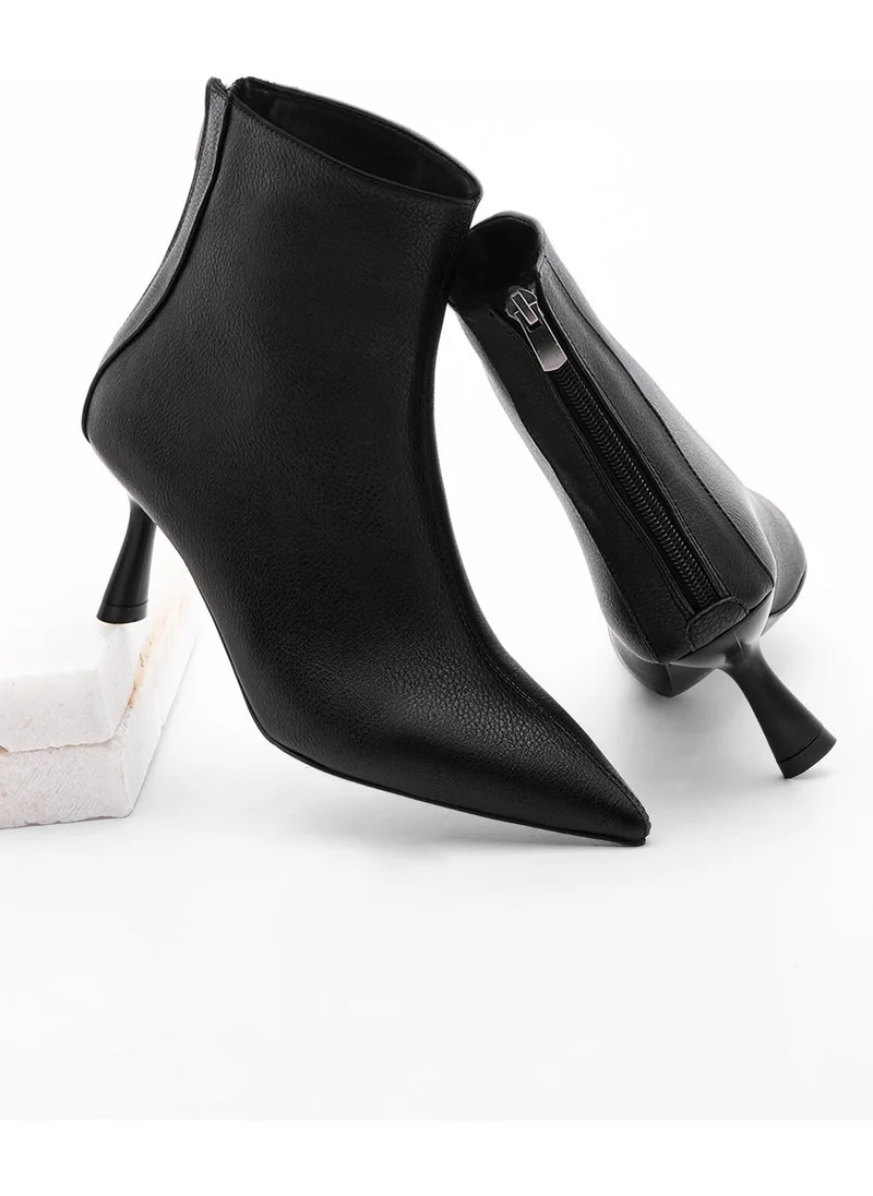 MARJIN Women's High Heel Boots & Bootie Pointed Toe Glass Heel Back Zipper Tisa