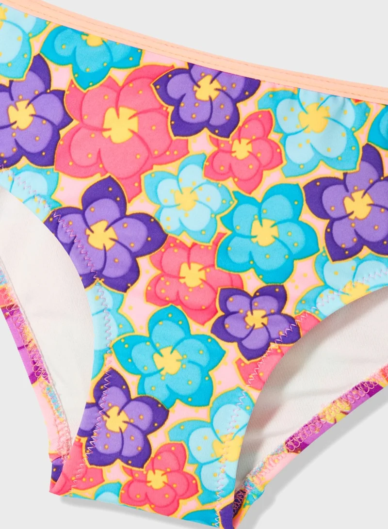 JUNE Kids Floral Print Bikini Top & Bottom Set