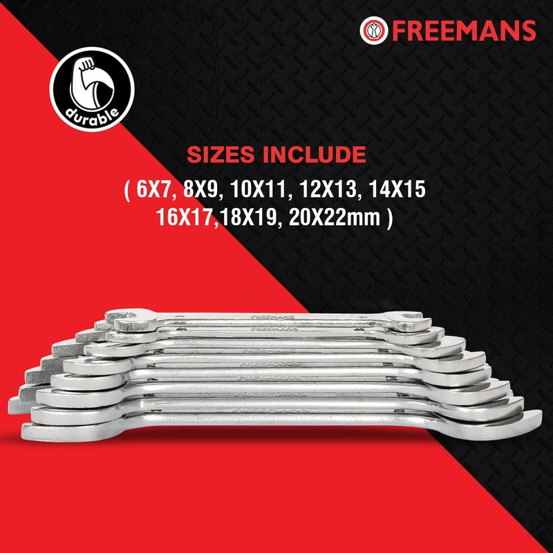 FREEMANS DS08 Combination Double Open End Spanners Wrench Set of 8 Piece With Chrome Vanadium Steel and Bright Chrome Panel for Better Resistance to Corrosion - Image 5
