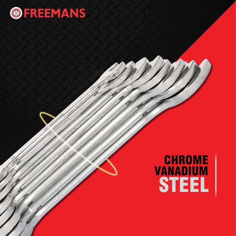 FREEMANS DS08 Combination Double Open End Spanners Wrench Set of 8 Piece With Chrome Vanadium Steel and Bright Chrome Panel for Better Resistance to Corrosion - Image 2