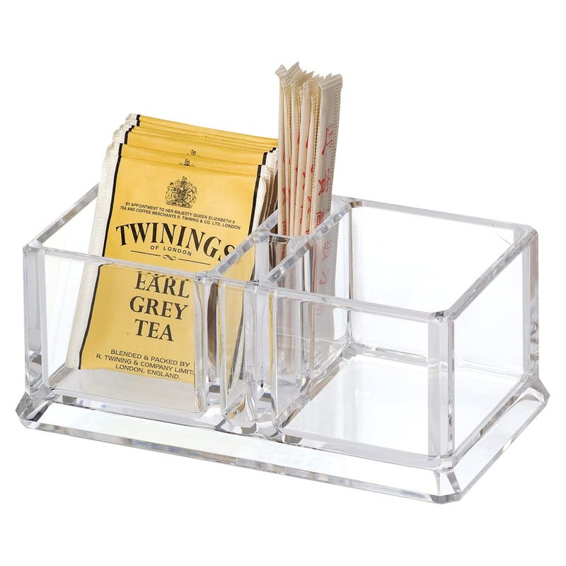 Yakri Clear Acrylic Two Lattices Tea Bags Holder Coffee Sugar Bag Case Guest Room Storage Boxes YTBH-001 - Image 1