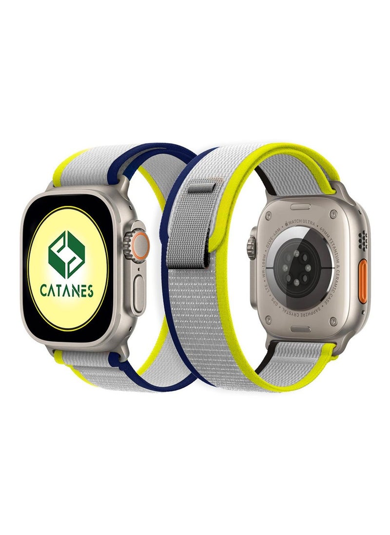 CATANES - Apple Watch Trail Band 49mm 45mm 44mm 42mm Nylon Woven Sport Strap for iWatch Series Ultra/8/7/SE/6/5/4/3/2/8 Yellow Blue - Image 1
