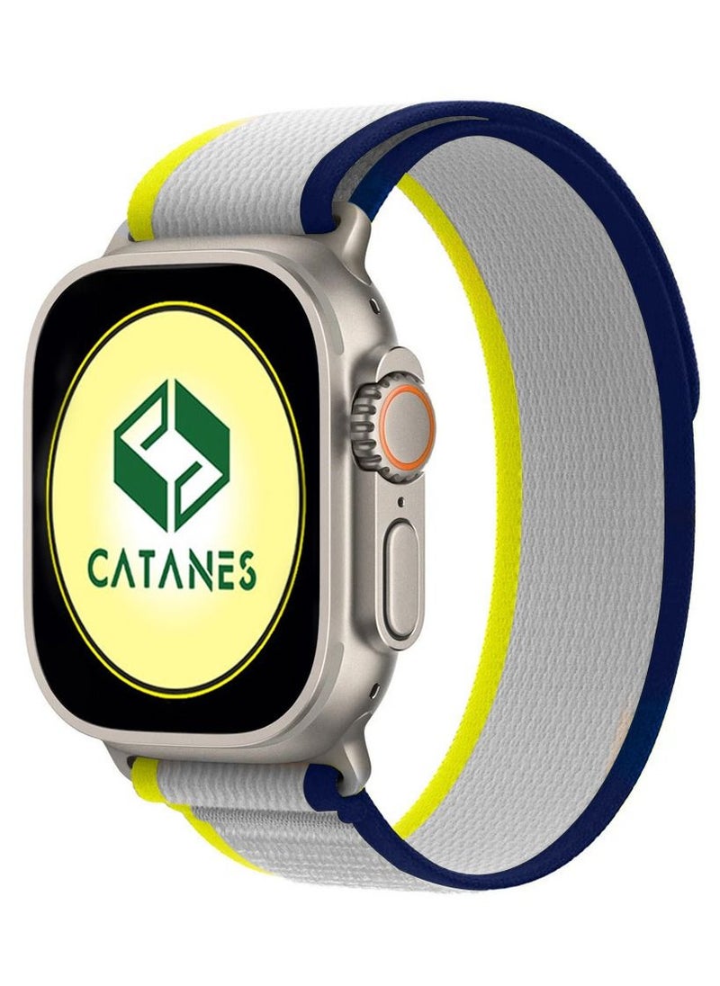 CATANES - Apple Watch Trail Band 49mm 45mm 44mm 42mm Nylon Woven Sport Strap for iWatch Series Ultra/8/7/SE/6/5/4/3/2/8 Yellow Blue - Image 1