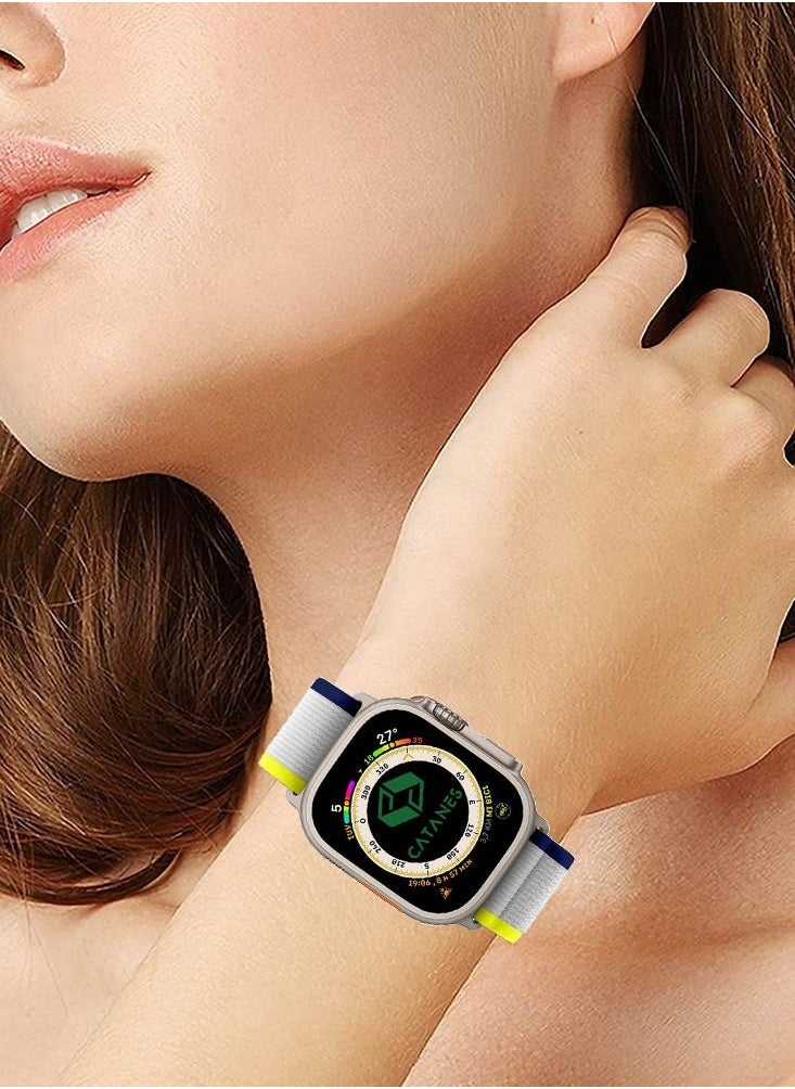 CATANES - Apple Watch Trail Band 49mm 45mm 44mm 42mm Nylon Woven Sport Strap for iWatch Series Ultra/8/7/SE/6/5/4/3/2/8 Yellow Blue - Image 1