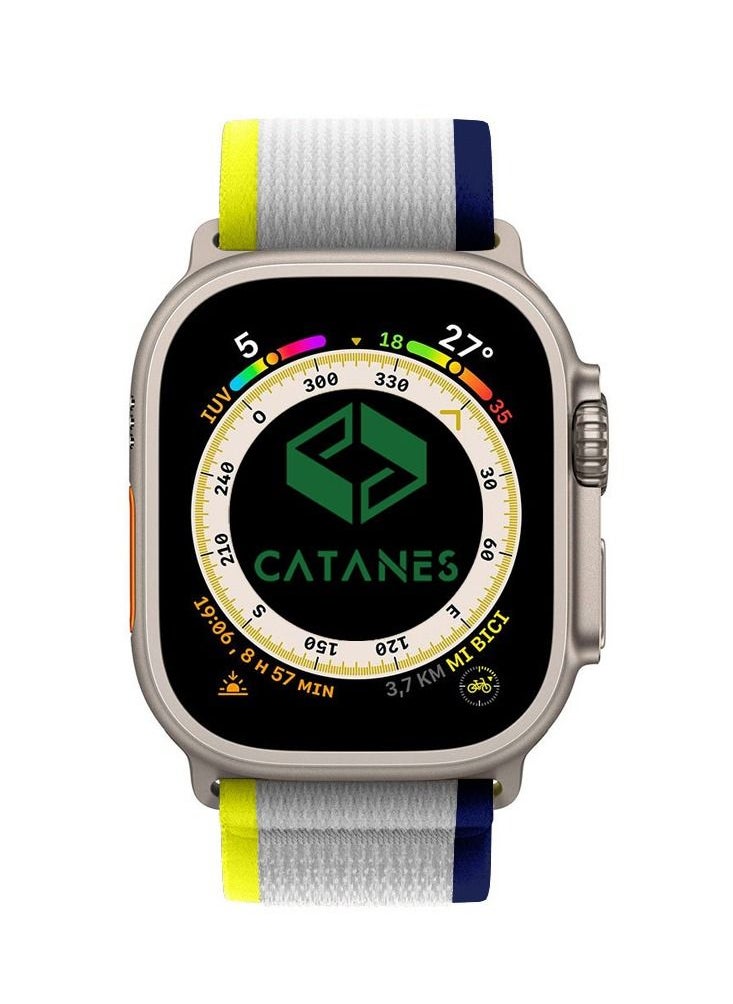 CATANES - Apple Watch Trail Band 49mm 45mm 44mm 42mm Nylon Woven Sport Strap for iWatch Series Ultra/8/7/SE/6/5/4/3/2/8 Yellow Blue - Image 1