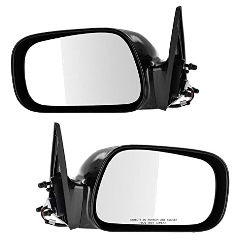 TRQ 2 Piece Driver and Passenger Side Mirror Assembly Set Electric Adjustment Non-Heated No Memory Black Compatible with 2002-2006 Toyota Camry TO1320210 TO1321210 - Image 1