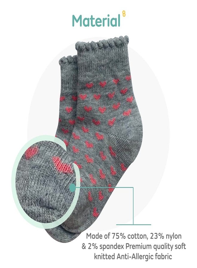 Mylo Essentials Antibacterial Ankle Length All Seasons Soft Knitted Cotton Breathable Baby Boys’ & Girls’ Socks Multi Design Pack of 3 Pairs - Multicolor (NB0-6M) I Free from Harmful Dyes - Image 5
