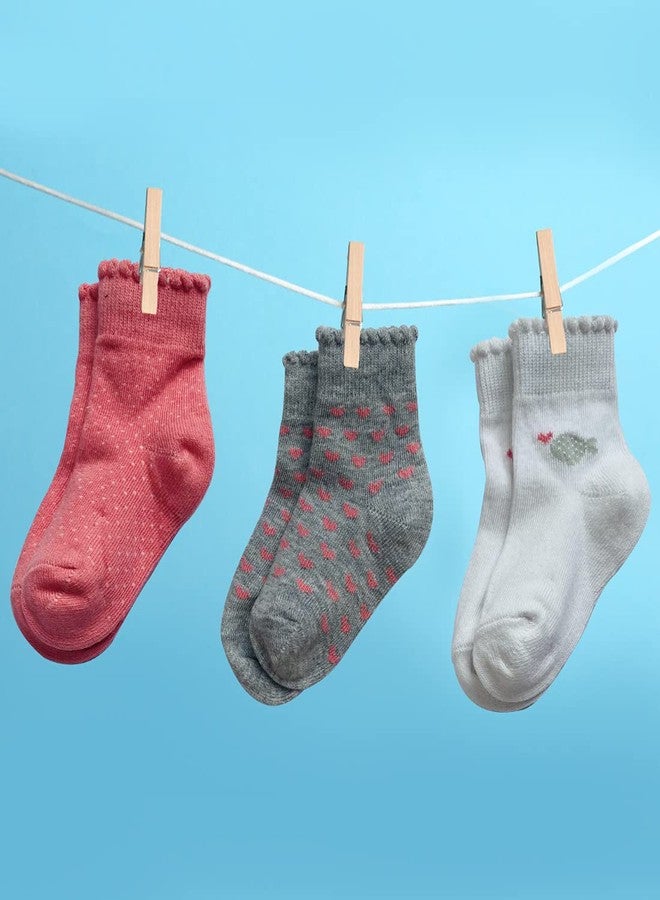 Mylo Essentials Antibacterial Ankle Length All Seasons Soft Knitted Cotton Breathable Baby Boys’ & Girls’ Socks Multi Design Pack of 3 Pairs - Multicolor (NB0-6M) I Free from Harmful Dyes - Image 2