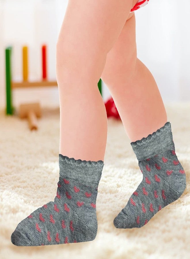 Mylo Essentials Antibacterial Ankle Length All Seasons Soft Knitted Cotton Breathable Baby Boys’ & Girls’ Socks Multi Design Pack of 3 Pairs - Multicolor (NB0-6M) I Free from Harmful Dyes - Image 3