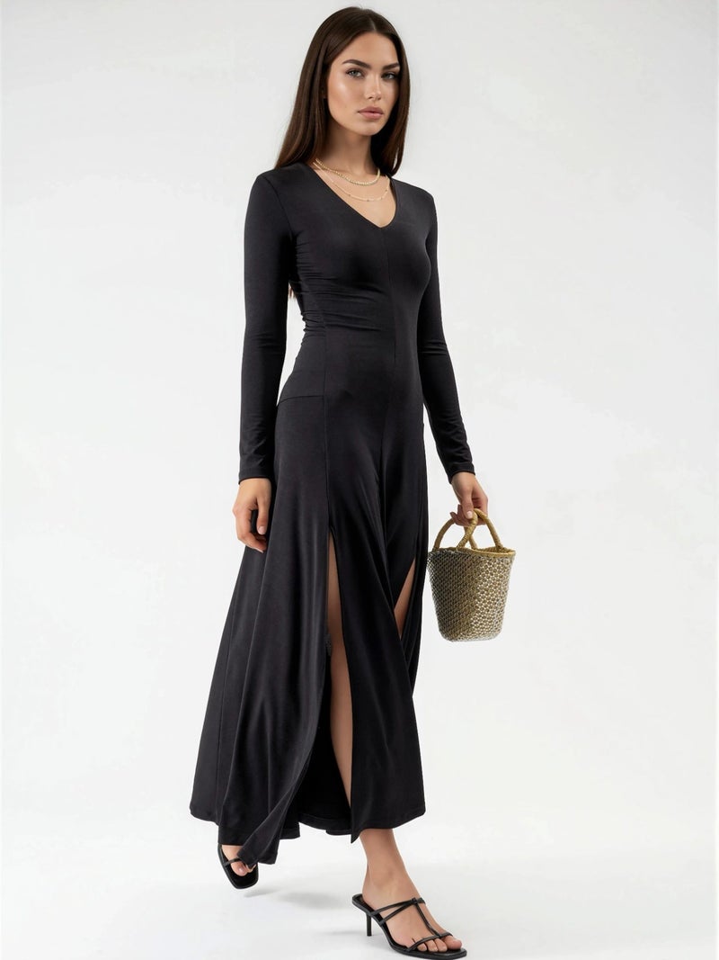 Qustyle QU STYLE Double Slit Maxi Dress - Image 3