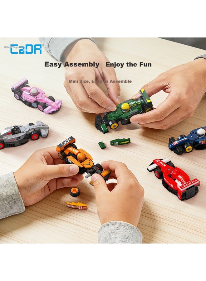 Cada F1 Racing Car Model Eight Mini Circuit Racing Building Blocks Boys Easy Assembly Kids Birthday Gift - Image 3