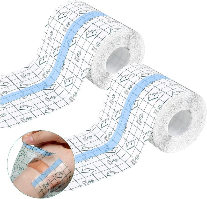 BetterJonny 2 Rolls Transparent Stretch Adhesive Bandage BetterJonny Waterproof Clear Protective Adhesive Bandages Dressing Tape for Swimming and Shower 4 inch1094 Yard - Image 1