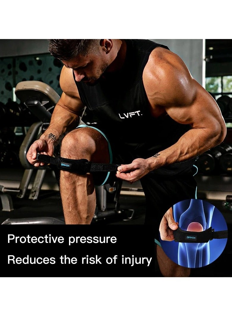 SKDK Knee Support Strap, Shock Absorbing Pain Relief Patellar Tendon Support Strap, Adjustable Silica Gel Patella Knee Cap, Protector Knee Pad For Workout Sports Running Cycling Basketball  - Image 3