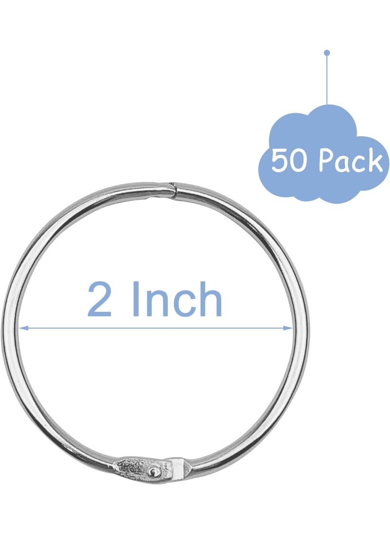 KTOJOY 2 Inch 50 Pack Loose Leaf Binder Rings Nickel Plated Steel Binder RingsKeychain Key Rings Metal Book RingsSilver for School Home or Office  - Image 3