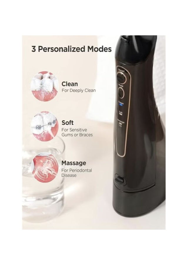 Bitvae 2-in-1 Electric Toothbrush & Water Flosser Combo – Rechargeable Cordless Waterproof Oral Care Kit, 5 Brush Modes + 3 Floss Modes, Smart Timer, 300ML Tank, 4 Brush Heads & 4 Nozzles, IPX7 Black Portable Dental Cleaner for Travel, Braces, Implants & Whitening - Image 4