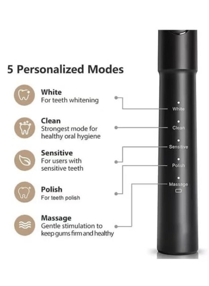 Bitvae 2-in-1 Electric Toothbrush & Water Flosser Combo – Rechargeable Cordless Waterproof Oral Care Kit, 5 Brush Modes + 3 Floss Modes, Smart Timer, 300ML Tank, 4 Brush Heads & 4 Nozzles, IPX7 Black Portable Dental Cleaner for Travel, Braces, Implants & Whitening - Image 5