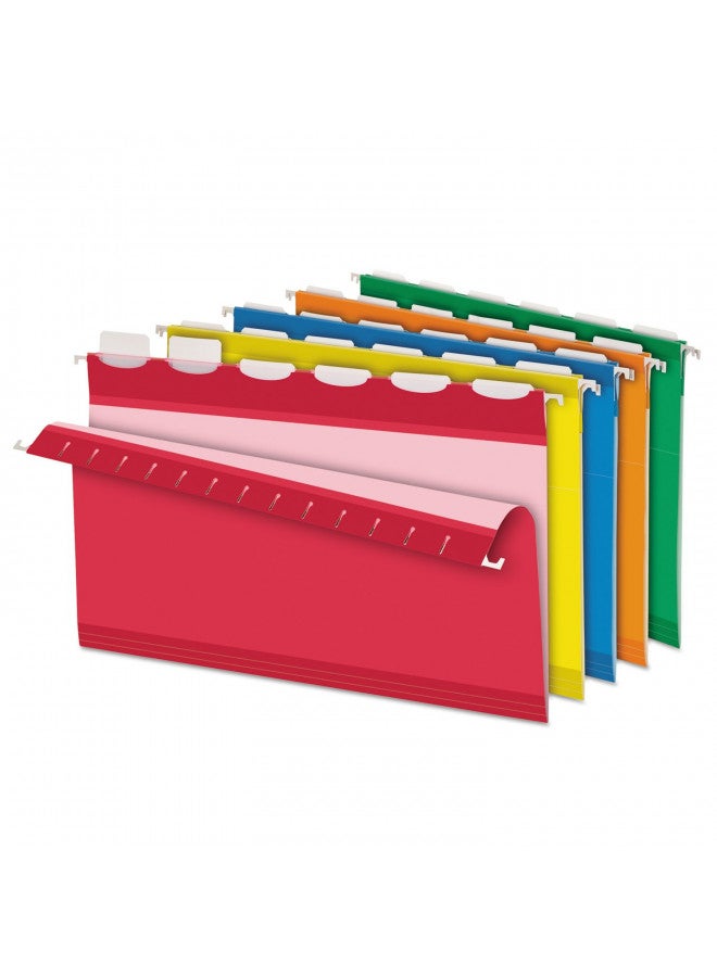 Pendaflex Ready-Tab Reinforced Hanging File Folders, Legal Size, Assorted Colors, 6 Tab, 25/BX (42593) - Image 2