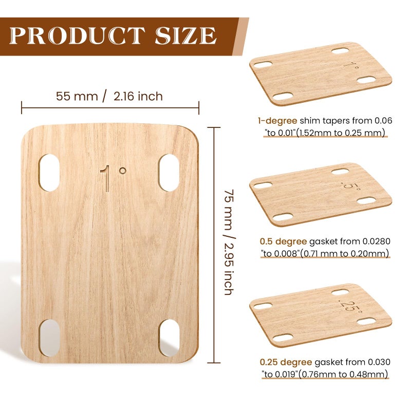 YASUOA Premium Maple Wood Guitar Neck Shim for Effective Alignment & Angle Adjustment, Suitable for All Types of Guitars-3pcs - Image 2