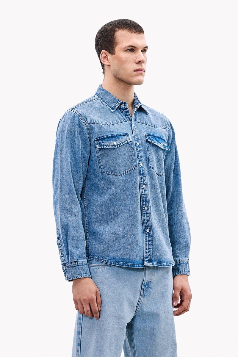 SNITCH Core Lab Double Pocket Denim Shirt - Image 4