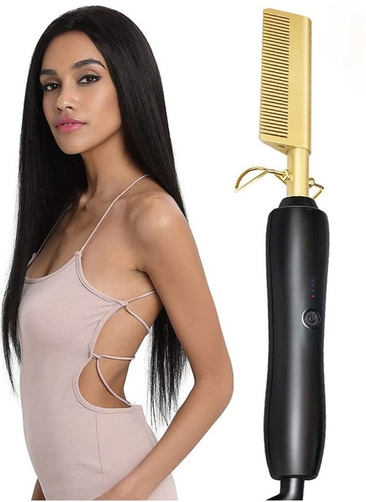 ELTRAZONE Heating Comb Straightener Electric Hot Comb Flat Iron Hair Straightening Brush Smoothing Iron Comb Hair Straightener Brush  - Image 1