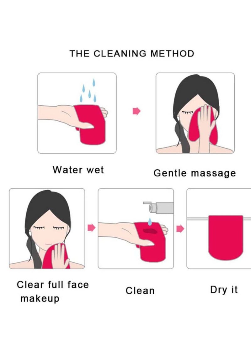 Make Up Remover Cloth, Reusable Microfibre Face Cloth Makeup Wipes Drying Towels Chemical Free  Sensitive Skin Ideal for Girl Friends, 2pcs - Image 3