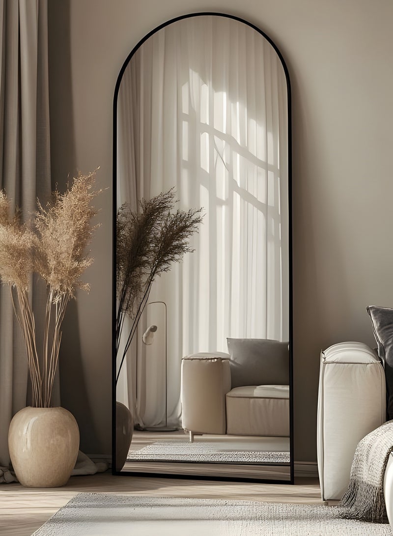 تايمي مرآة كبيرة بتصميم انيق 150x50سم - مرآة كاملة الطول باطار معدني أسود وستاند خلفي - تصميمها الرائع يناسب غرفة المعيشة وغرف اللبس وغرف النوم - Image 3