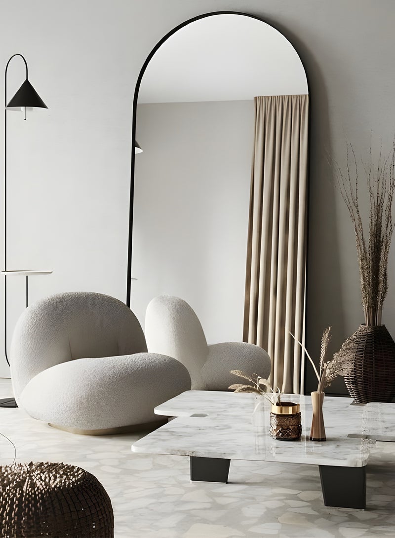 تايمي مرآة كبيرة بتصميم انيق 150x50سم - مرآة كاملة الطول باطار معدني أسود وستاند خلفي - تصميمها الرائع يناسب غرفة المعيشة وغرف اللبس وغرف النوم - Image 4