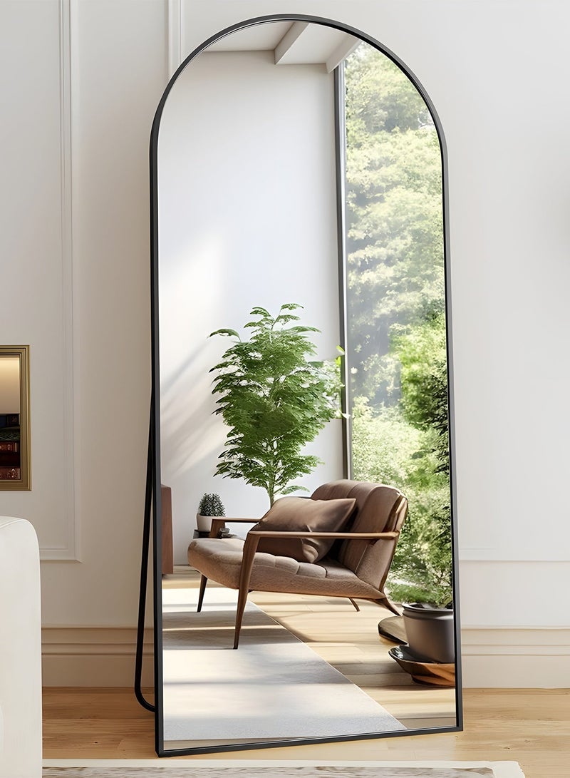 تايمي مرآة كبيرة بتصميم انيق 150x50سم - مرآة كاملة الطول باطار معدني أسود وستاند خلفي - تصميمها الرائع يناسب غرفة المعيشة وغرف اللبس وغرف النوم - Image 2