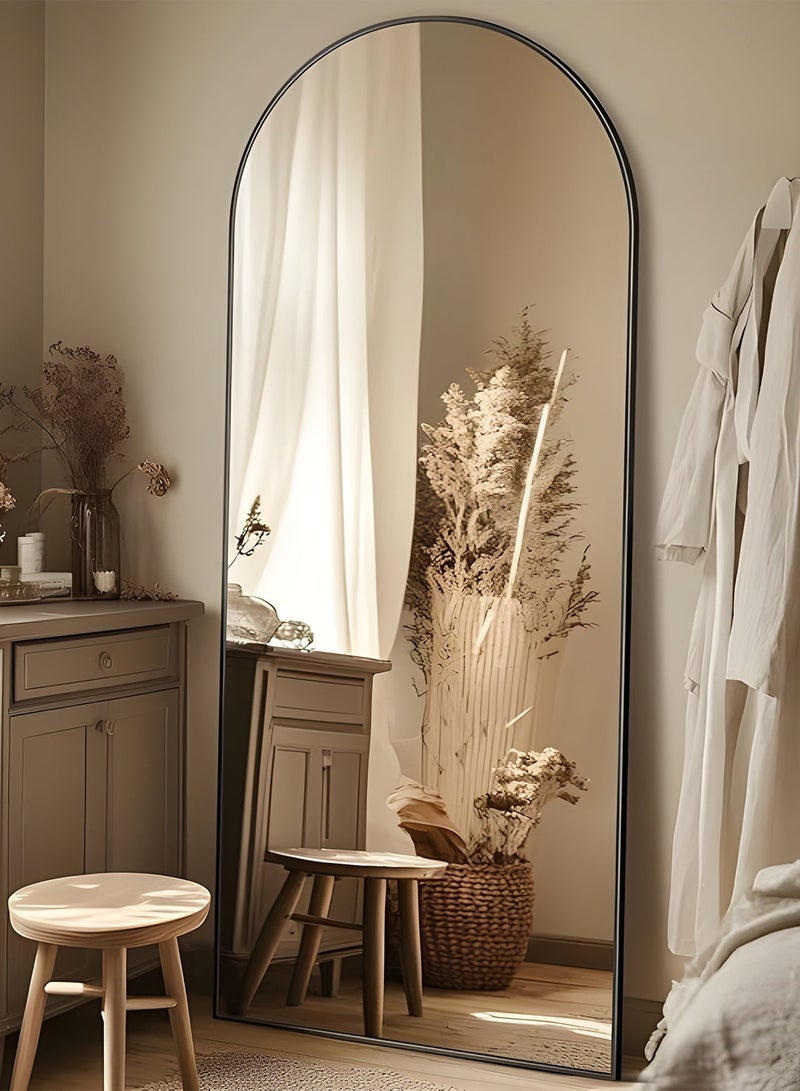 تايمي مرآة كبيرة بتصميم انيق 150x50سم - مرآة كاملة الطول باطار معدني أسود وستاند خلفي - تصميمها الرائع يناسب غرفة المعيشة وغرف اللبس وغرف النوم - Image 1