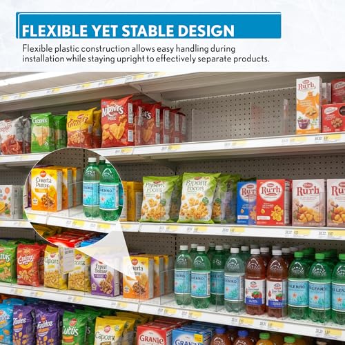 Clip Strip Shelf Dividers, 50 Pack, Self Adhesive, 3” H x 9.5” L Shelf Separators for Retail Shelving, Pantry & Closet Organization, Easy Stick 20 Mil Clear PVC, Product Display Dividers, Clip Strip Corp - Image 3
